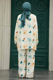  Patterned Islamic Clothing Dual Suit 50181DSN - 3