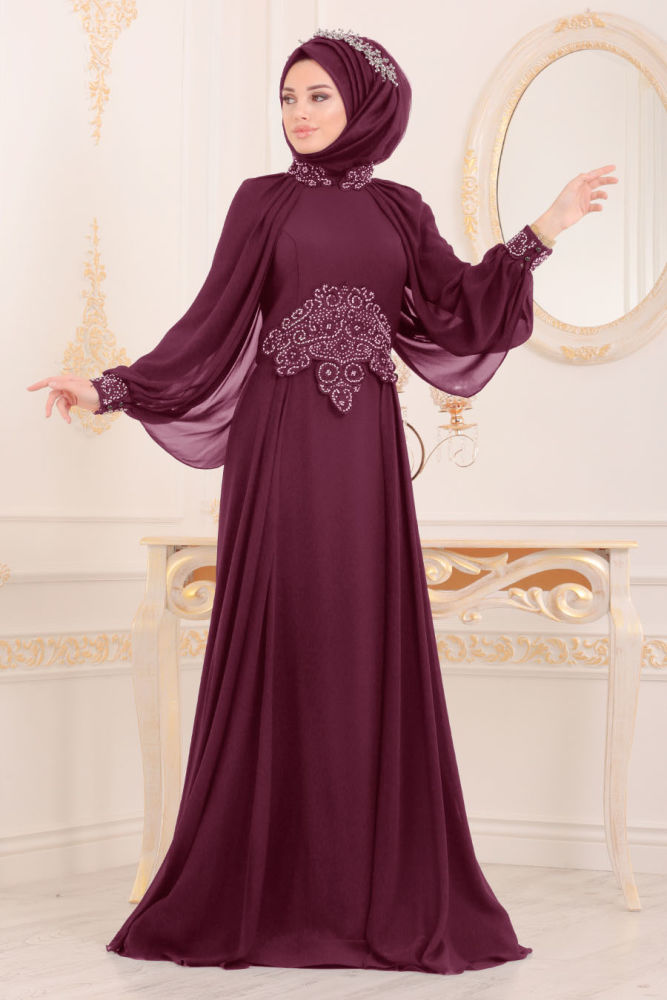 plum colored evening gowns