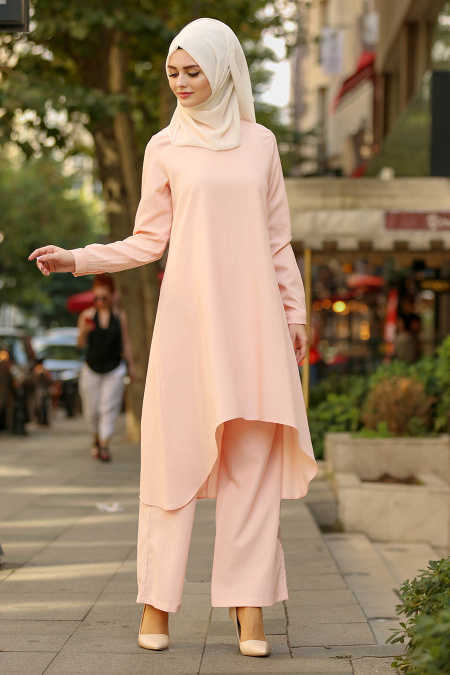 Neva Style - Powder Pink Hijab Suit 41440PD - Neva-style.com