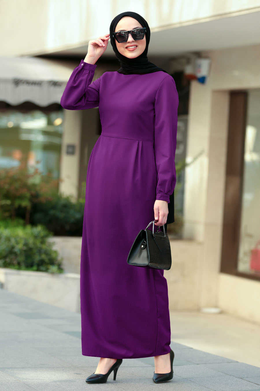 Neva Style - Purple Hijab Dress 42380MOR - Neva-style.com