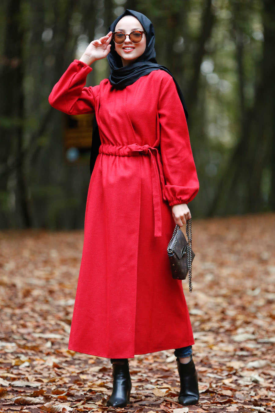 Neva Style - Red Hijab Coat 5409K - Neva-style.com