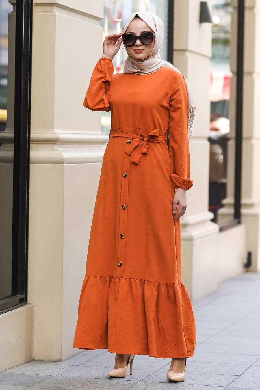 Orange Hijab Dress 472T - Neva-style.com