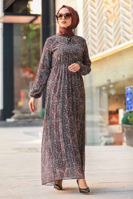 Patterned Hijab Daily Dress 8763DSN - Neva-style.com