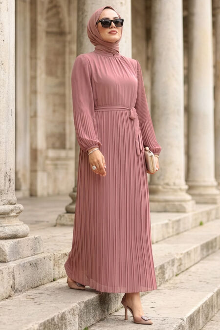 Pleated Dusty Rose Modest Dress 30301GK - 