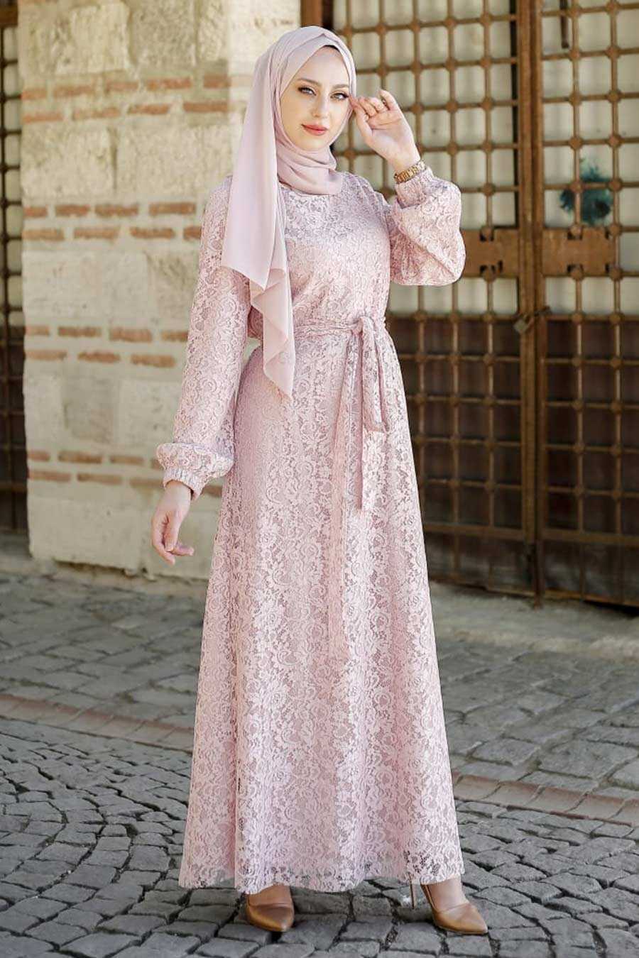 Powder Pink Hijab Dress 3313PD