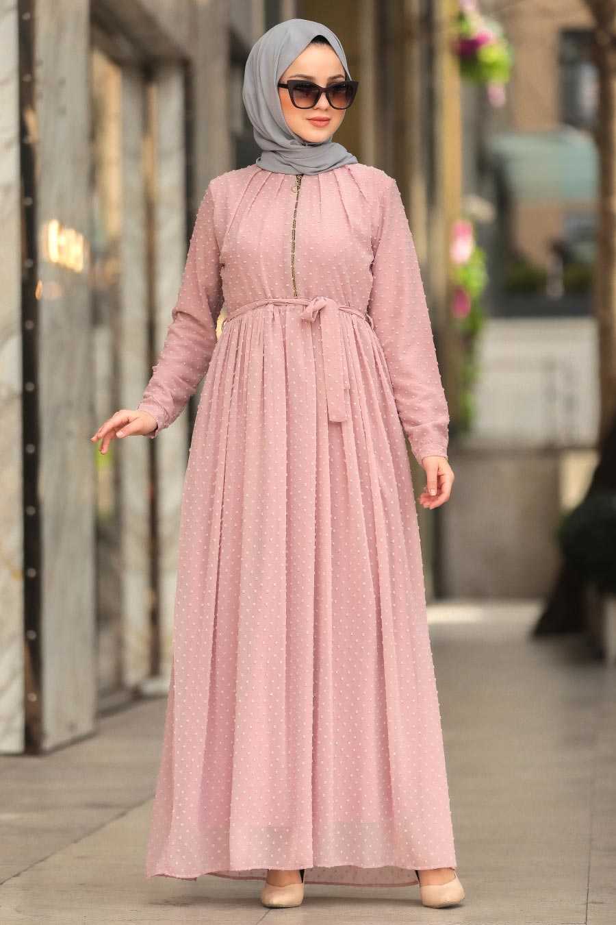 Powder Pink Hijab Dress 44701PD - Neva-style.com