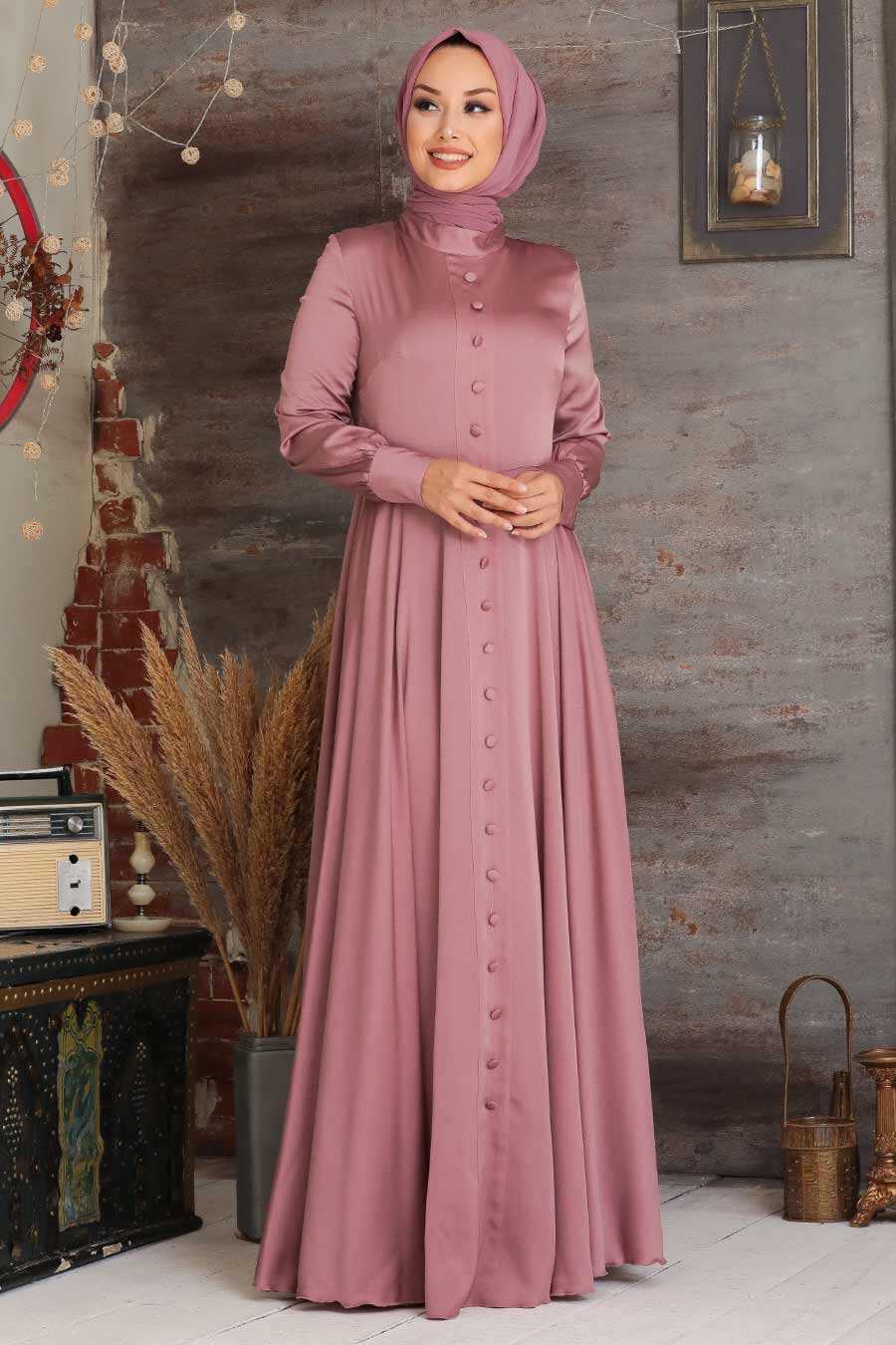Powder Pink Hijab Evening Dress 25520PD - Neva-style.com