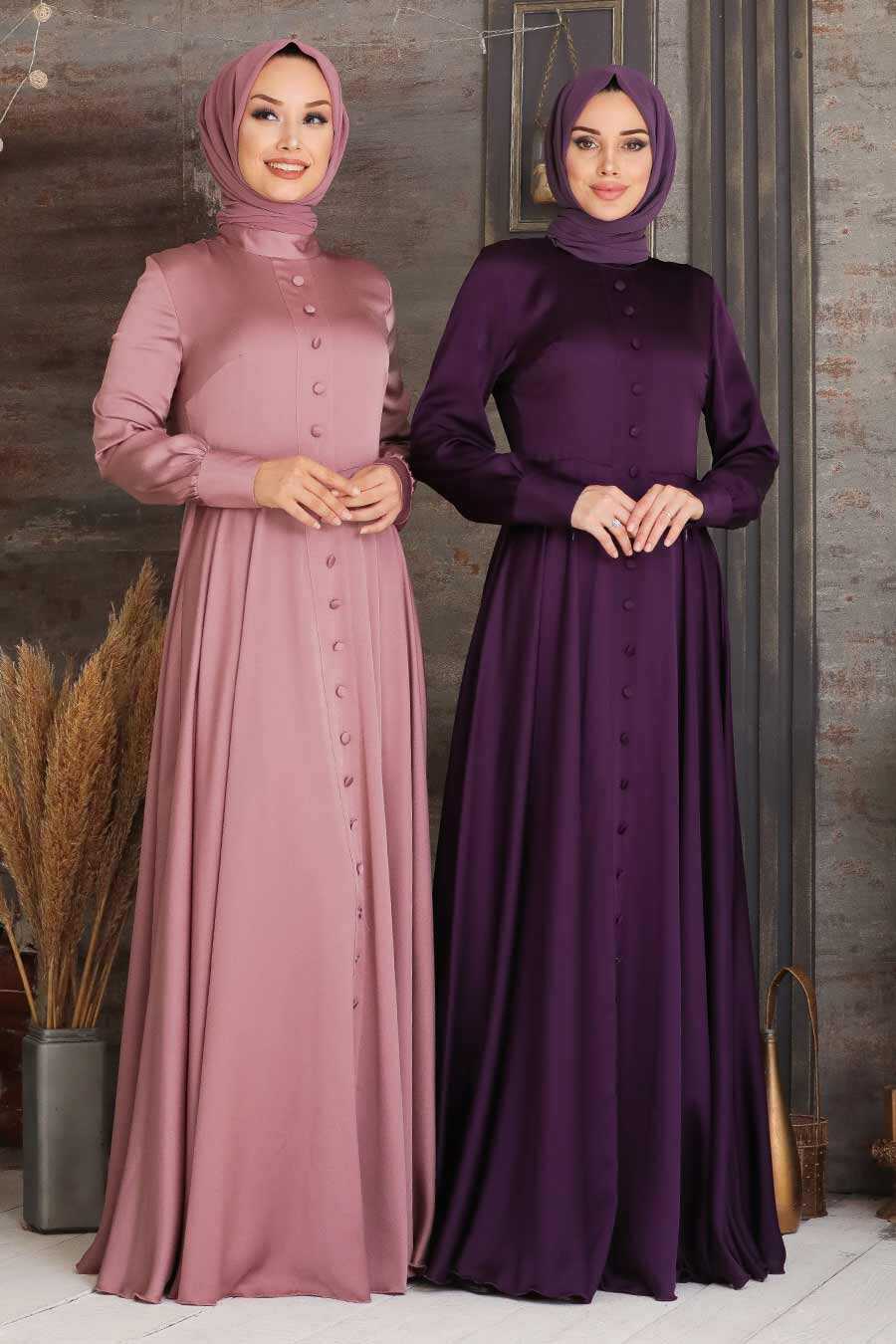 Powder Pink Hijab Evening Dress 25520PD