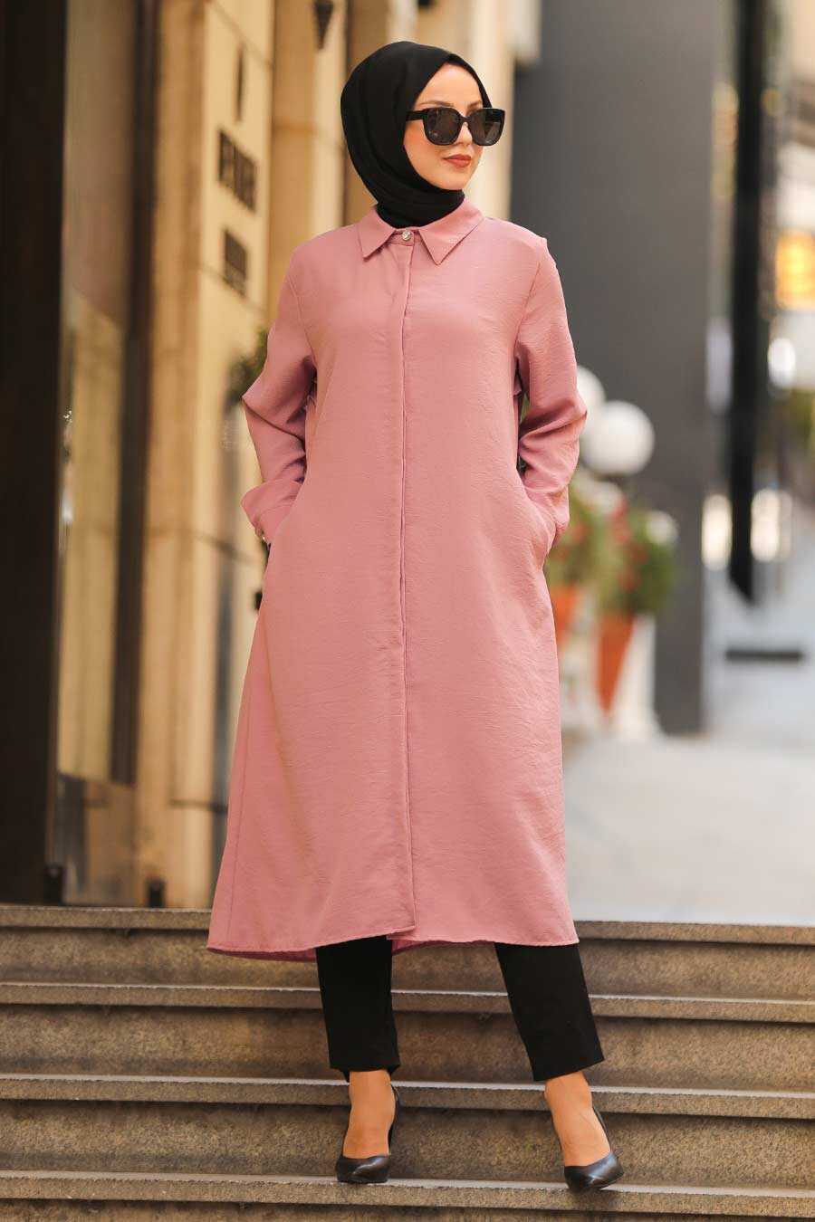 Powder Pink Hijab Tunic 2362PD - Neva-style.com