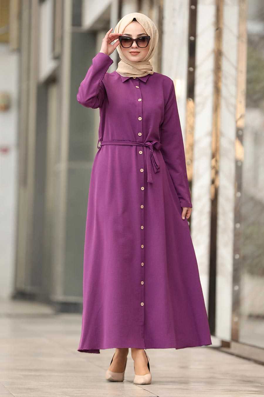 Purple Hijab Dress 475MOR - Neva-style.com