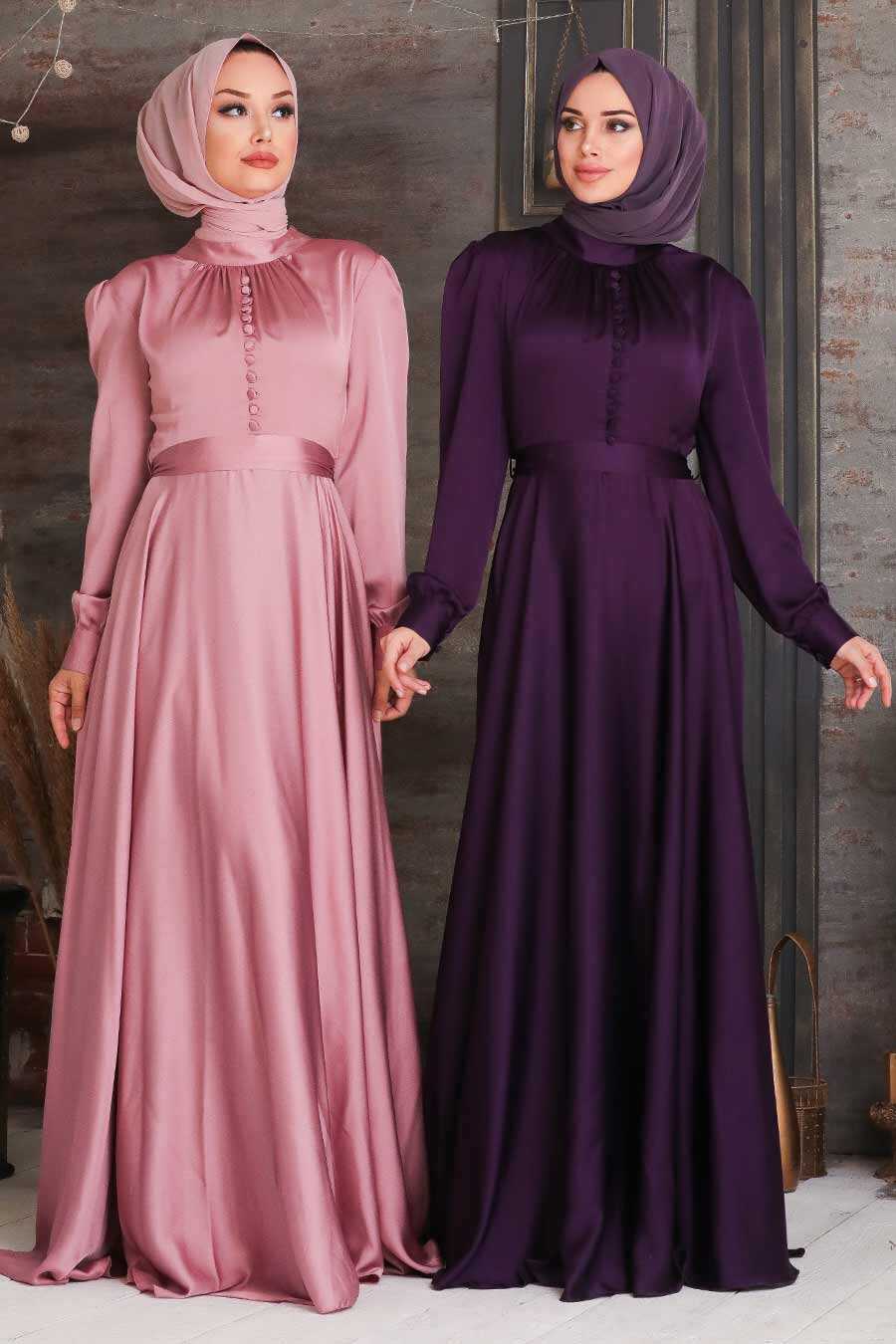 Purple Hijab Evening Dress 25391MOR