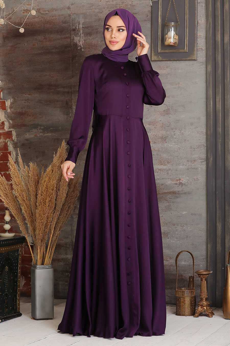 Purple Hijab Evening Dress 25520MOR - Neva-style.com