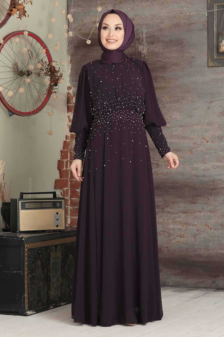 Purple Hijab Evening Dress 50130MOR