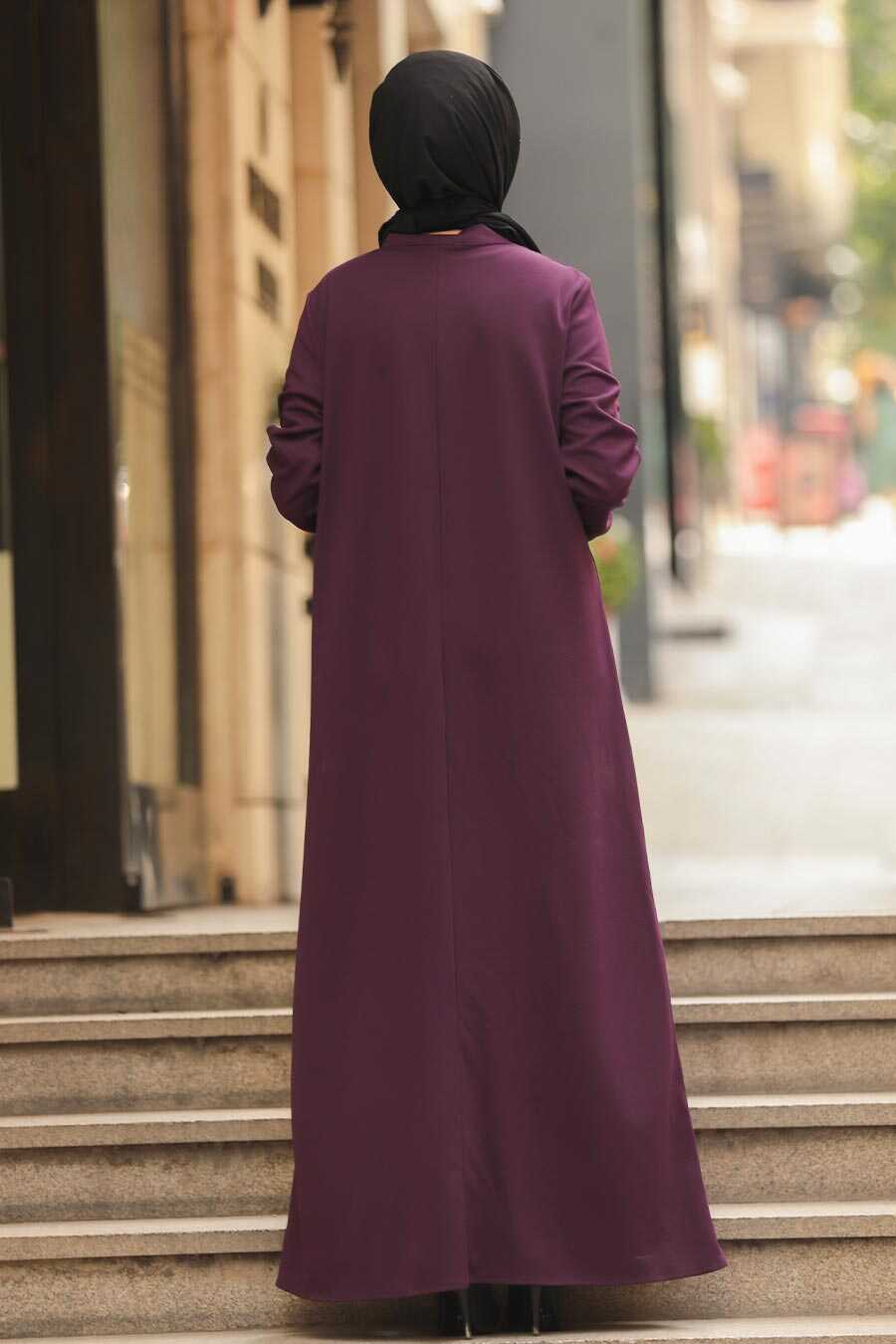 Purple Hijab Turkish Abaya 5748MOR - Neva-style.com