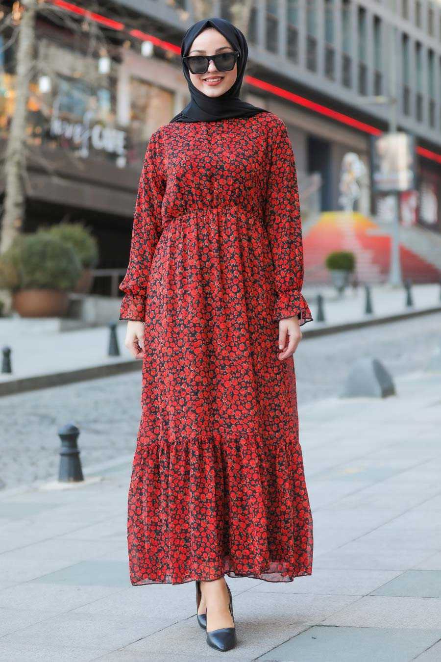 Red Hijab Dress 10066K - Neva-style.com