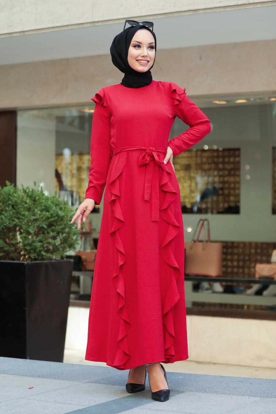 Red Hijab Dress 3331K - Neva-style.com