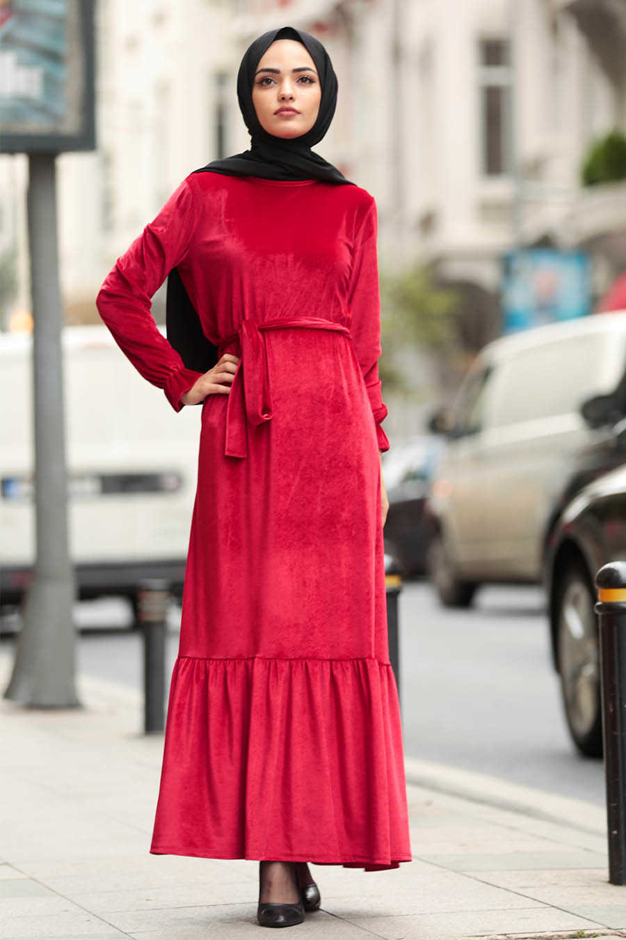 Red Hijab Dress 4010K - Neva-style.com