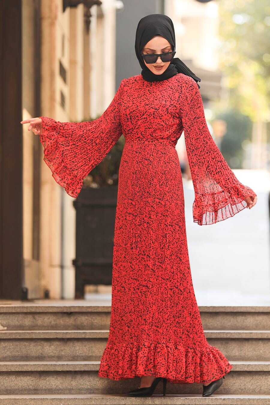 Reddish Orange Hijab Dress 23810NC