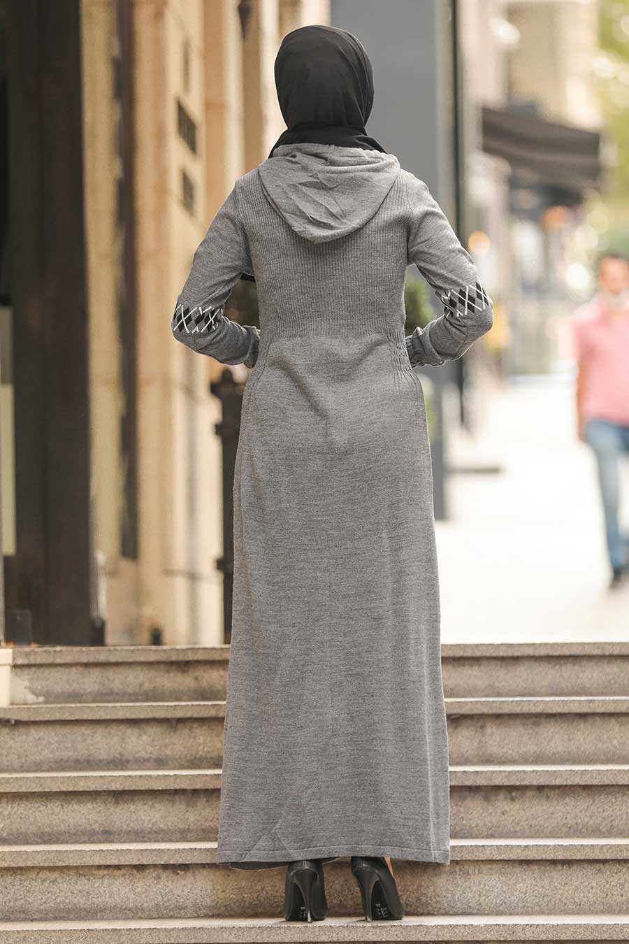 Smoke Color Hijab Dress 2243FU - Neva-style.com