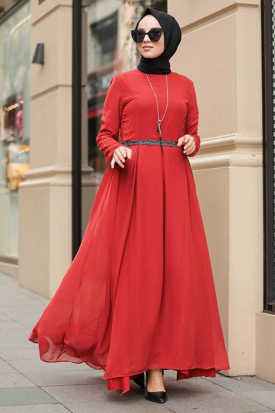 Terra Cotta Hijab Dress 51231KRMT - Neva-style.com