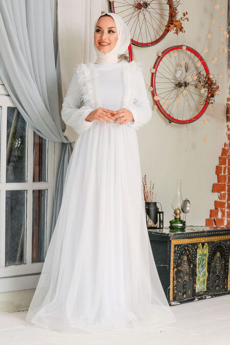white hijab dress