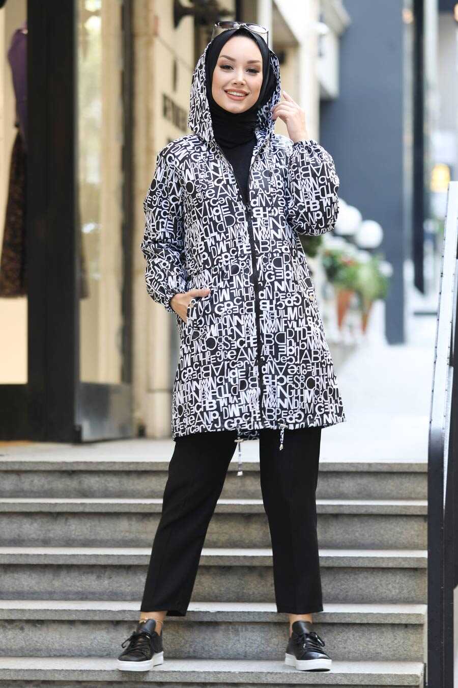 White Hijab Raincoat Coat 8896B - Neva-style.com