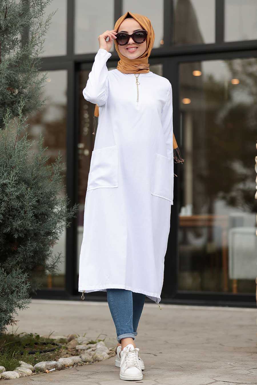 White Hijab Tunic 5491B - Neva-style.com