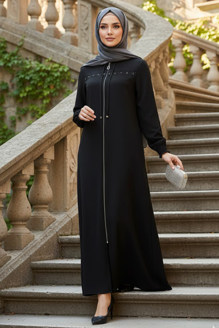 Zippered Black Modest Ferace 85101S - 