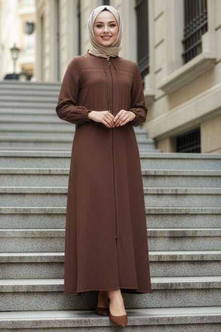 Zippered Brown Modest Ferace 85101KH - 