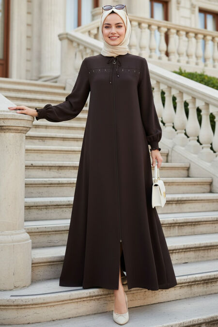 Zippered Dark Brown Modest Ferace 85101KKH - 